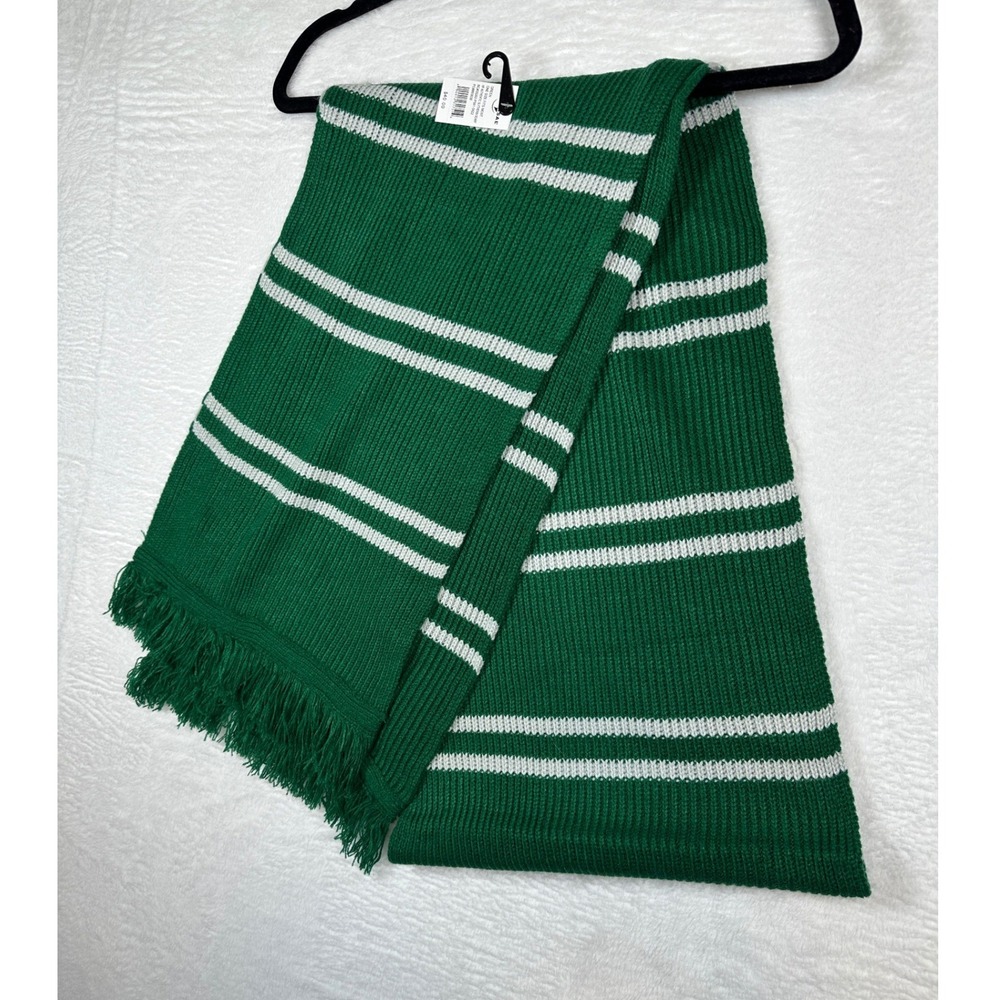 Universal Studios Slytherin Scarf OS Green Silver Stripe Knit New